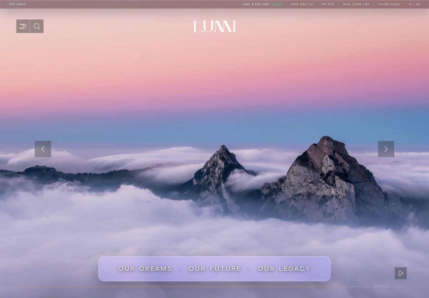 Lumi Holdings — giao diện trang chủ