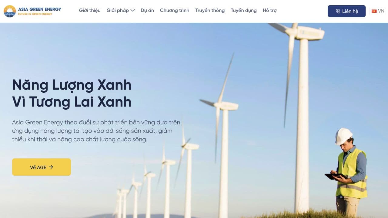 Asia Green Energy — giao diện trang chủ