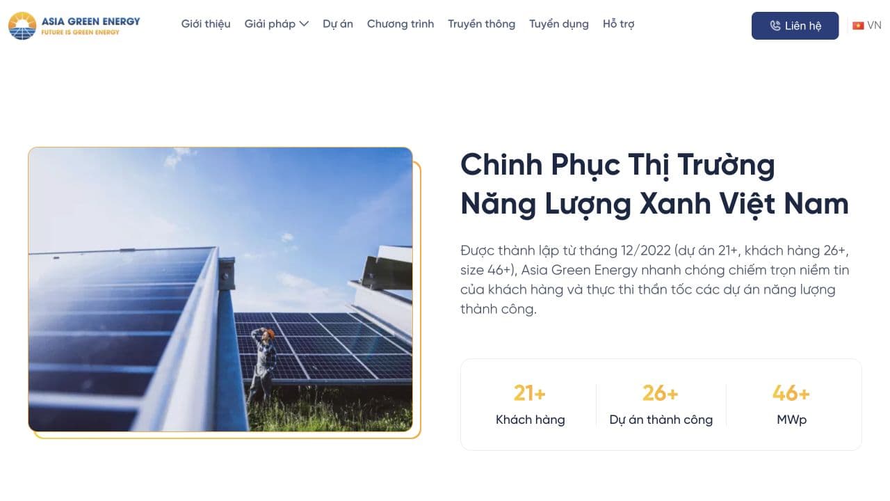 Asia Green Energy — chi tiết giao diện