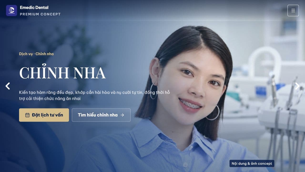 Emedic Dental — giao diện trang chủ