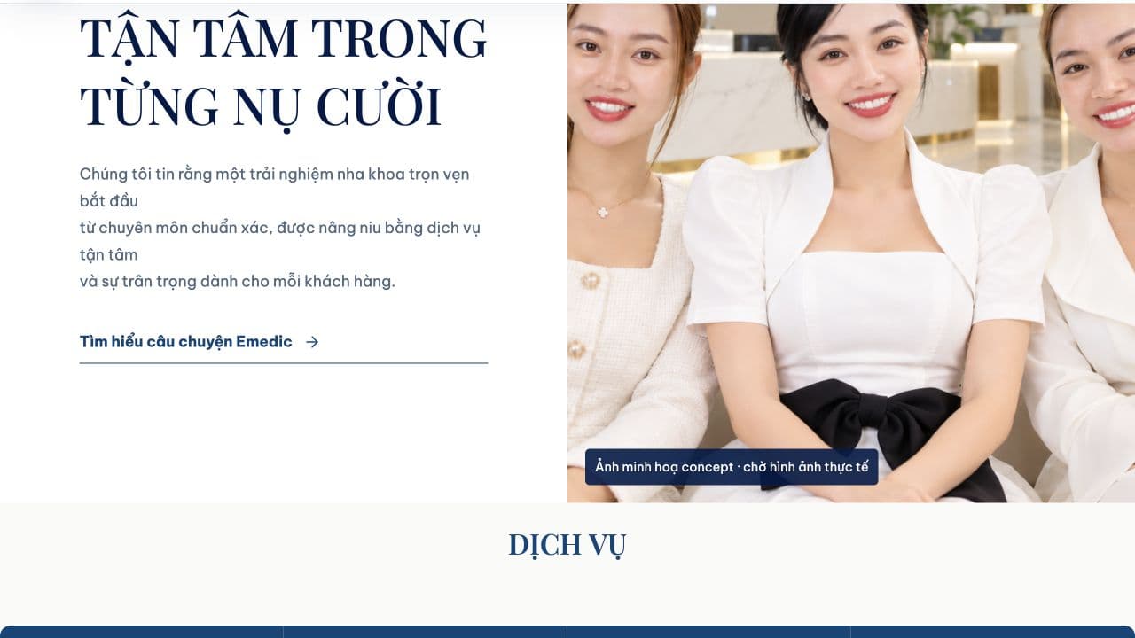 Emedic Dental — chi tiết giao diện