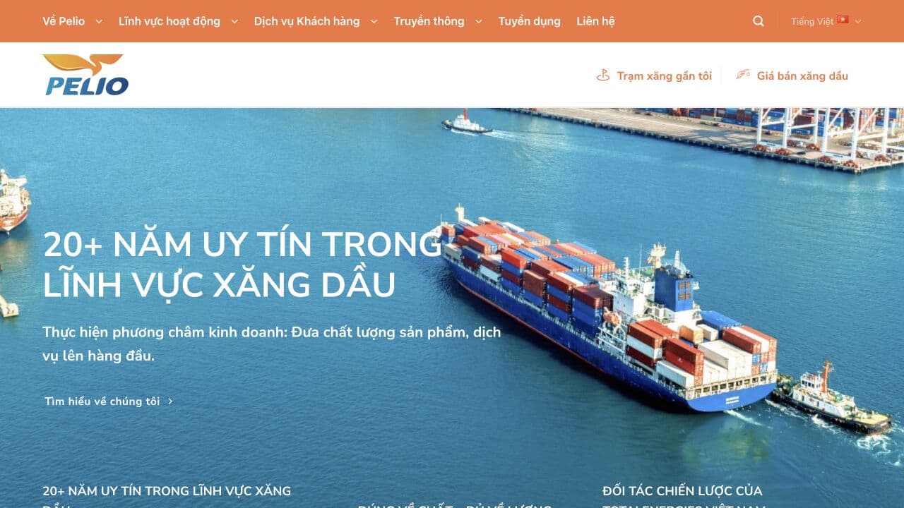 Pelio — giao diện trang chủ