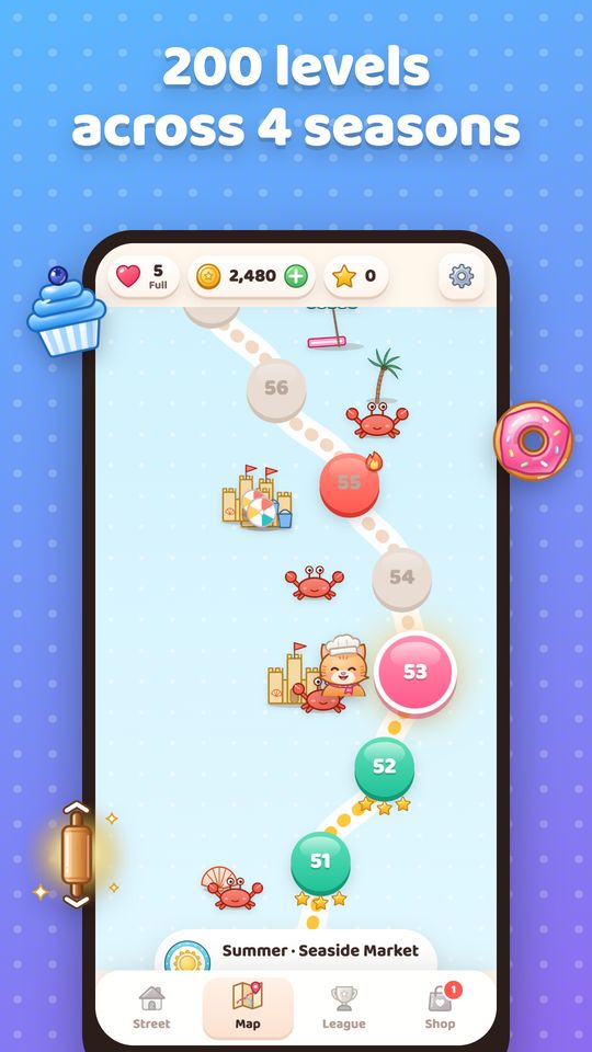 Level map of Seaside Market in summer